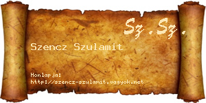 Szencz Szulamit névjegykártya